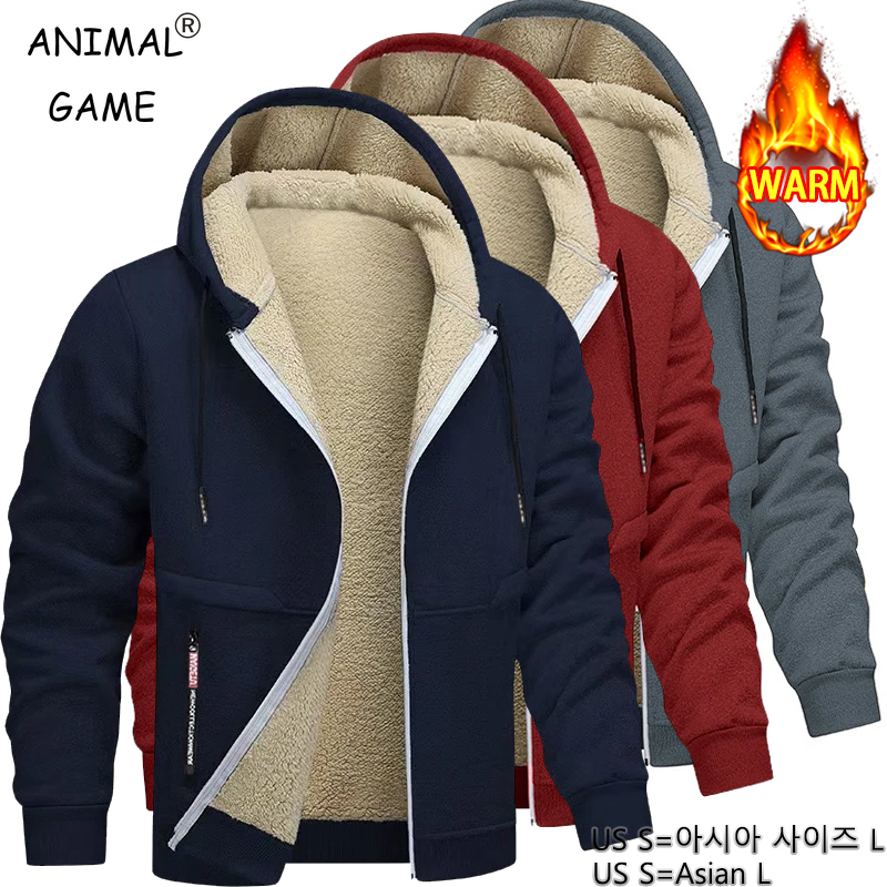 Sherpa Jacket Fleece - Hoodie Kasual Pria Animal Game, Sweatshirt