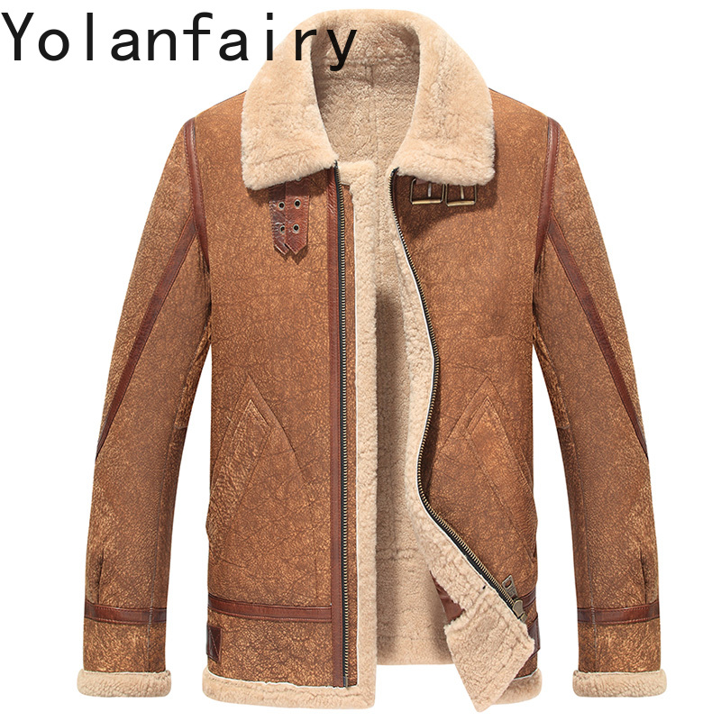 Men'S Fashion Leather Jacket - YOLANFAIRY Jaket Kulit Asli untuk Pria