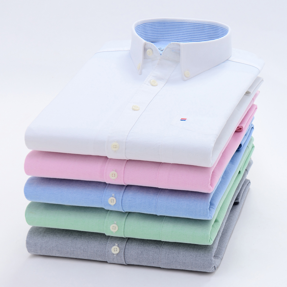 Men'S Fashion Over 60 - Kemeja Pria Oxford Lengan Panjang Motif