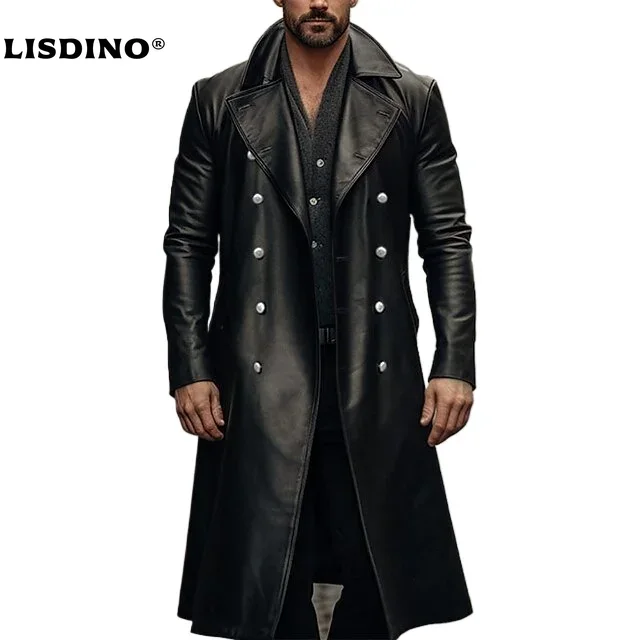 Men'S Fashion Leather Jacket - Jaket Kulit Pria Musim Dingin Fleece