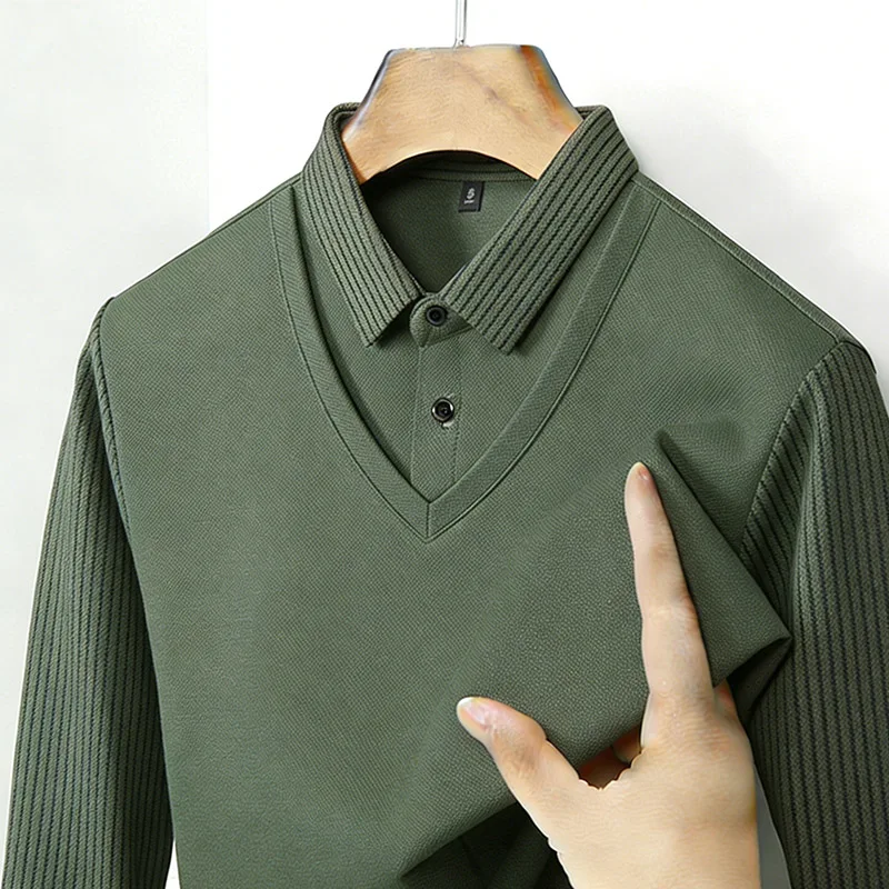 Mens Fashion Casual - Kemeja Pria Dua Potong Palsu Kerah