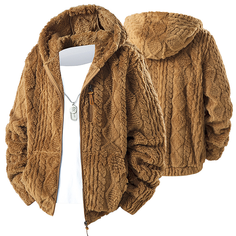 Sherpa Jacket Fleece - Jaket fleece berkerah hoodie ukuran Eropa