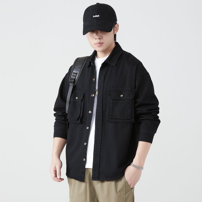 Jacket Mens Fashion - Kemeja Perkakas Katun Murni Blus Jaket