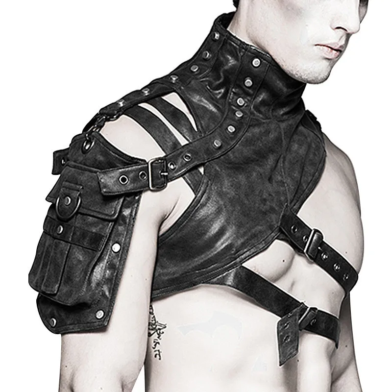 Men'S Fashion Leather Jacket - Rompi Renaisans Satu Bahu Baju Besi