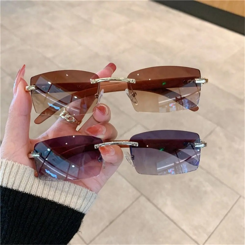 Men'S Fashion Rimless Glasses - Kacamata Hitam Punk Trendi Kacamata Hitam