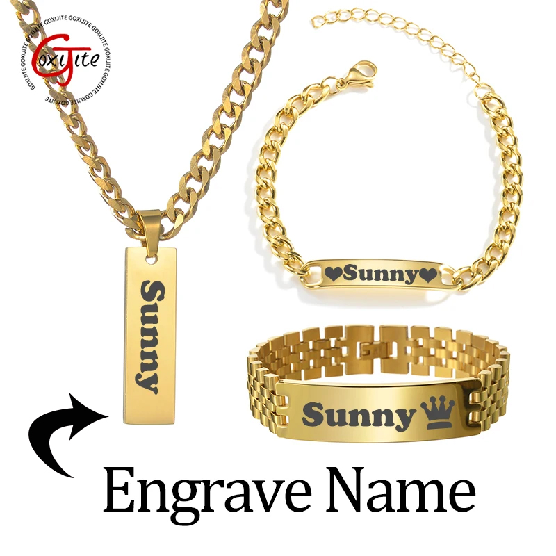 Men'S Fashion Jewelry Bracelets - Kalung Nama Custom Goxijite dengan Rantai