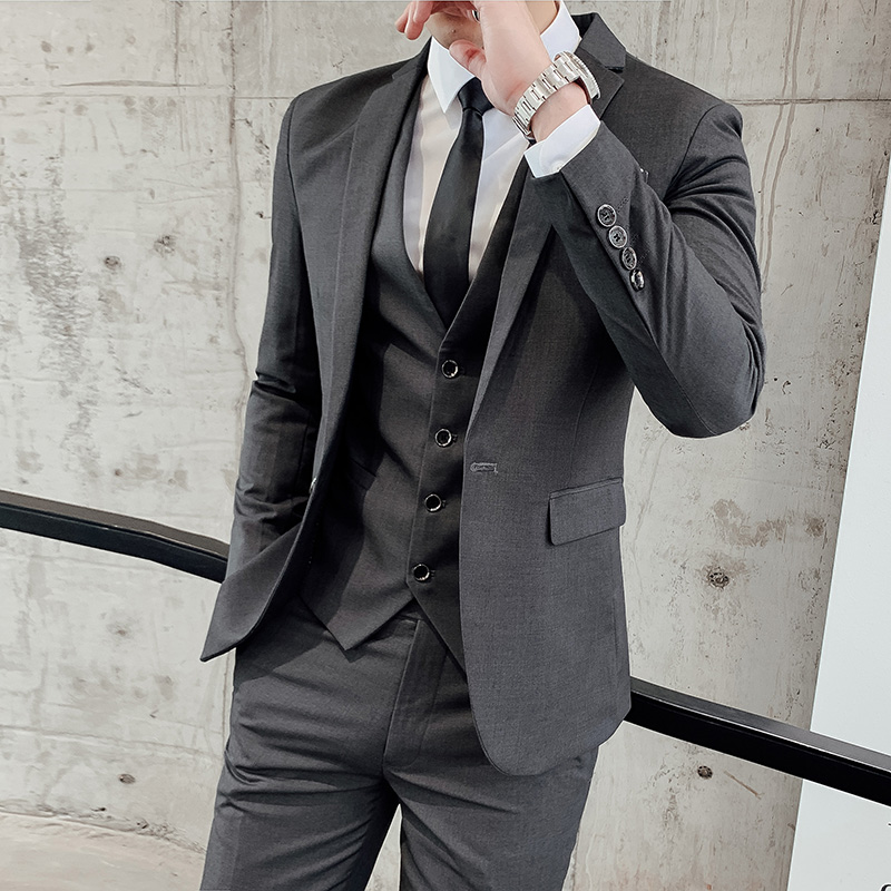 Men'S Dress Pants Fashion - Setelan (Blazer+Rompi+Celana) Pria Bisnis Gentleman Santai