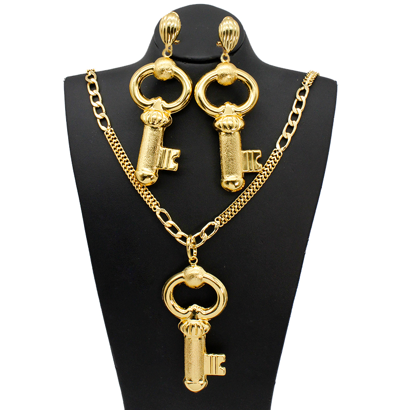 Dubai Men'S Fashion - Dubai Set kalung anting-anting pola kunci