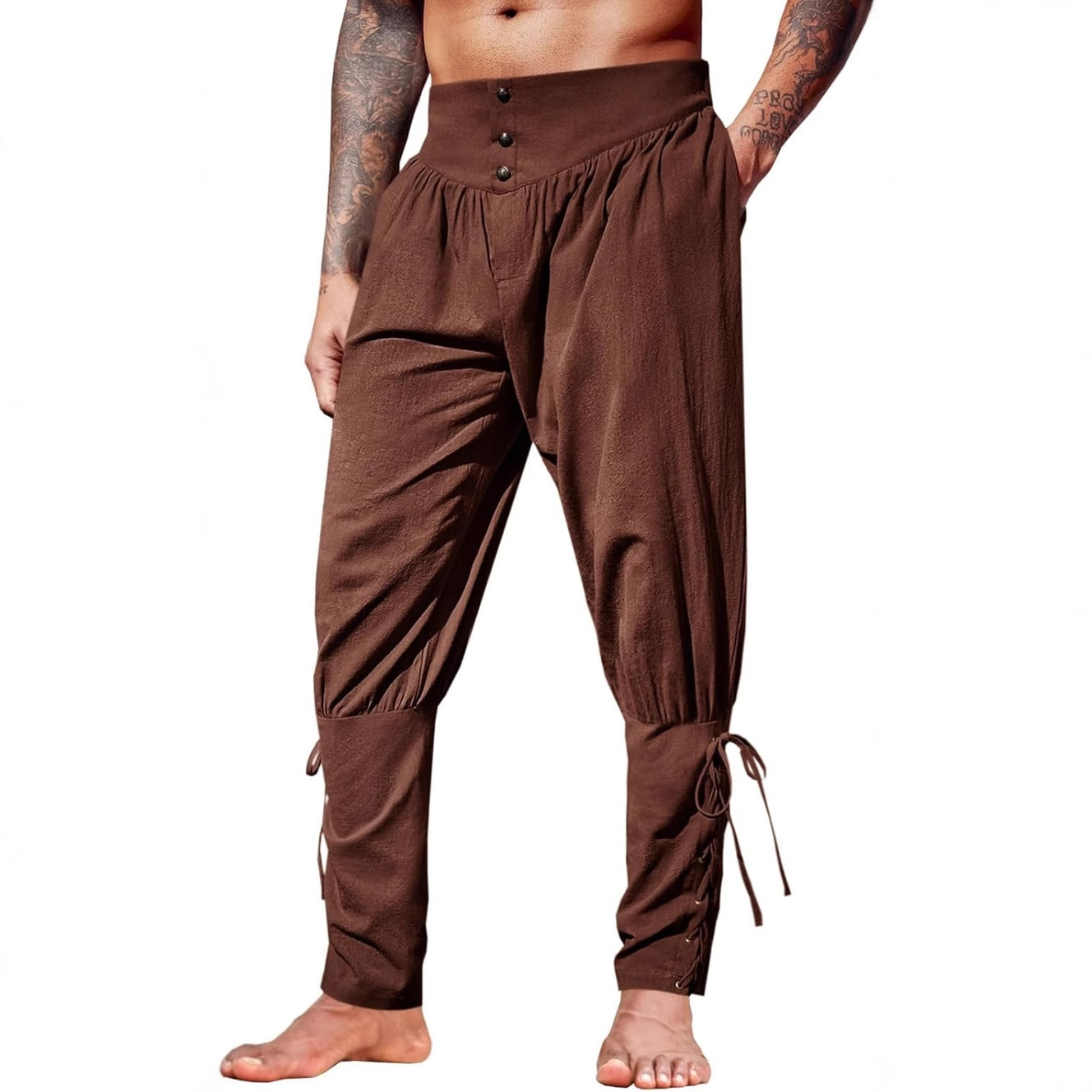 Men'S Dress Pants Fashion - Celana Linen Abad Pertengahan untuk Pria,