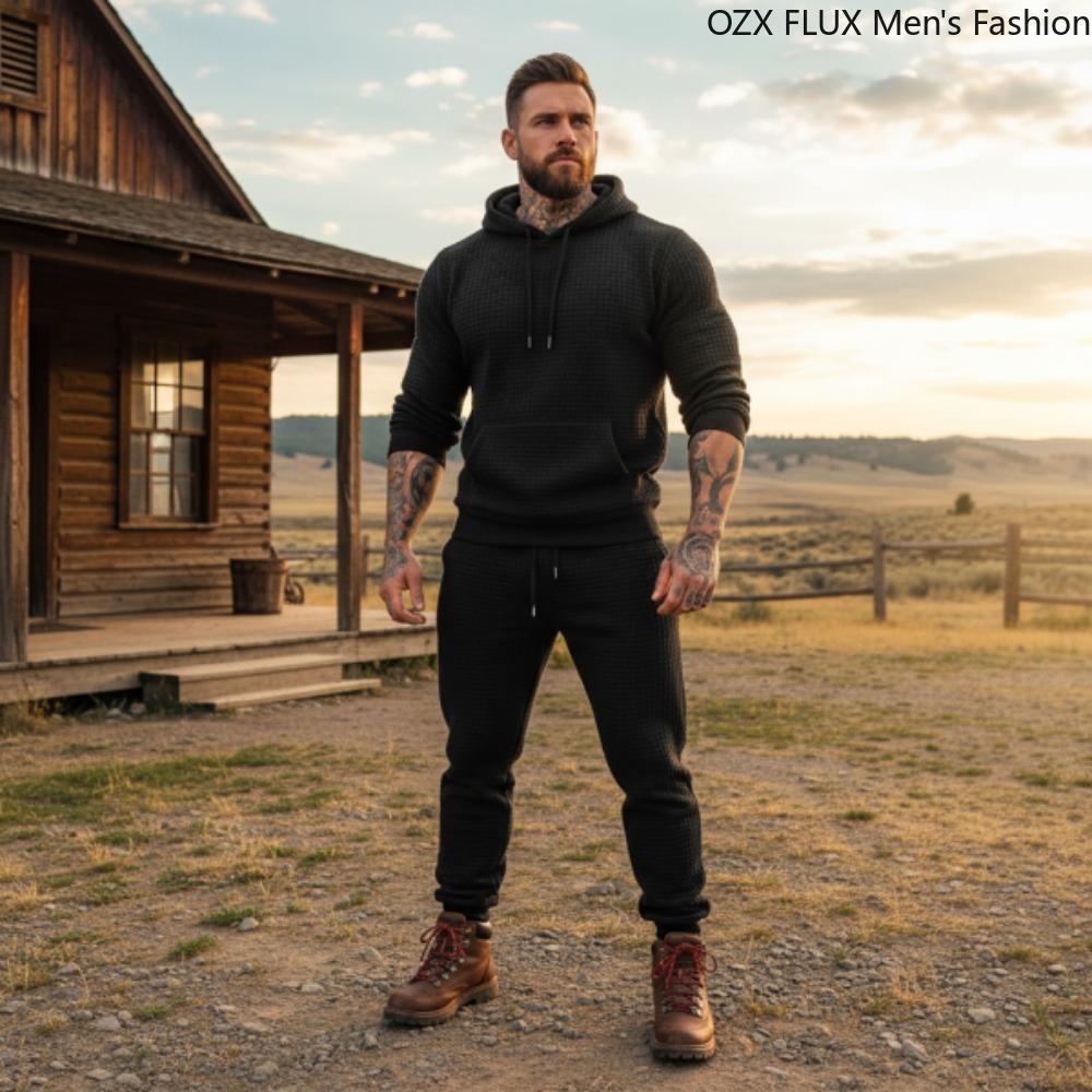 Men'S Fashion All Black Outfit - 3xl Musim Gugur Musim Dingin Pria