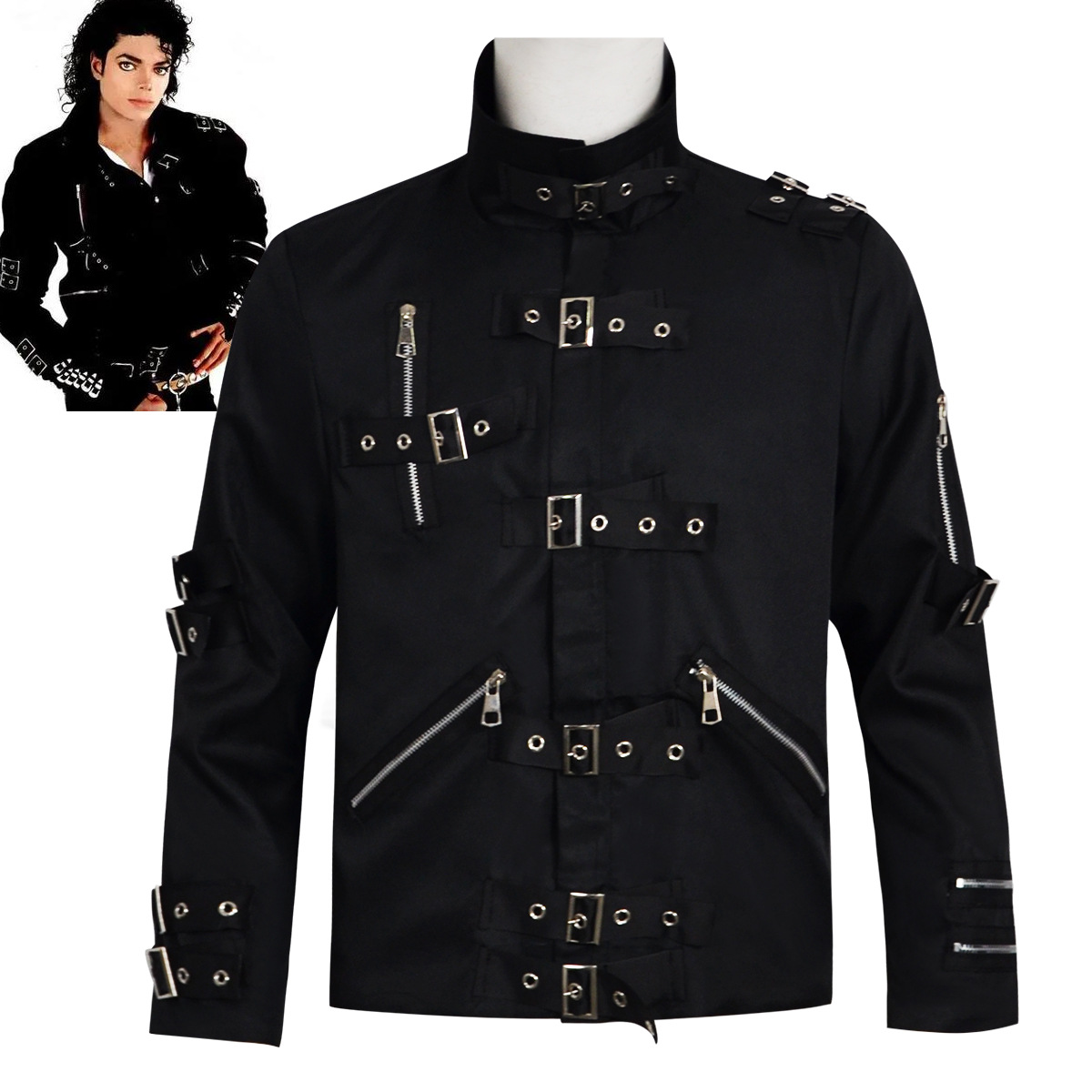 Men'S Fashion Leather Jacket - Jaket Kulit Punk Heavy Metal V8