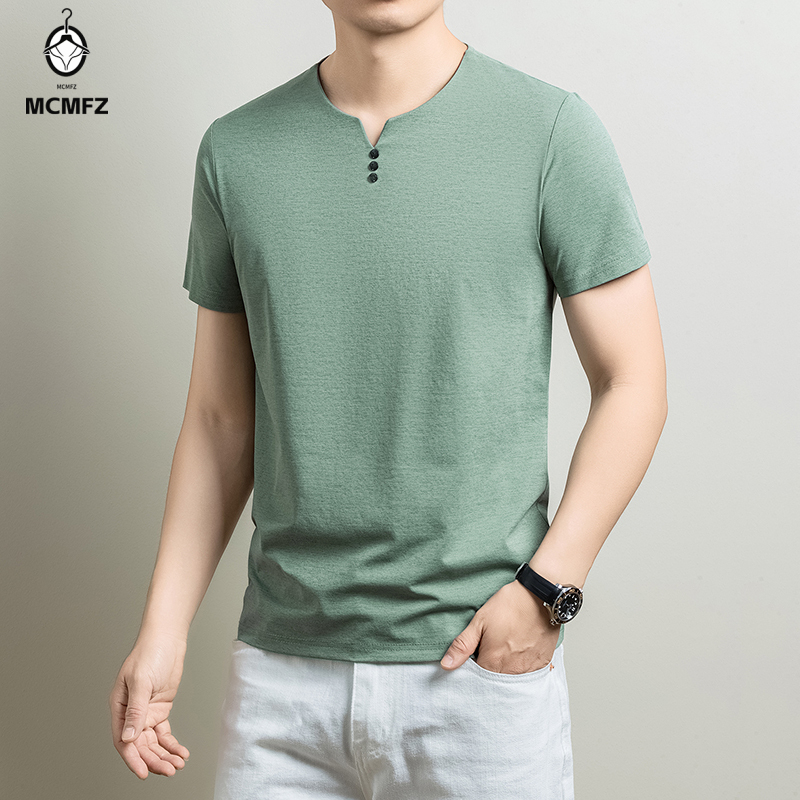 Men'S Fashion 2025 - Kaos Henley Pria Basic Bahan Katun