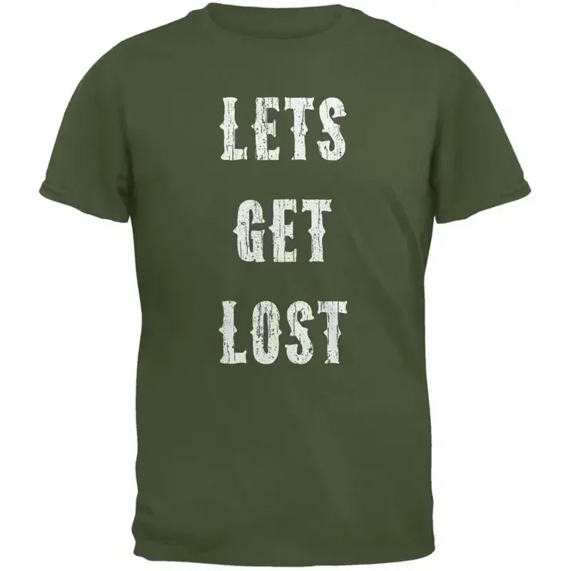 Military Shirt Men - Lets Get Lost Distressed Military Green