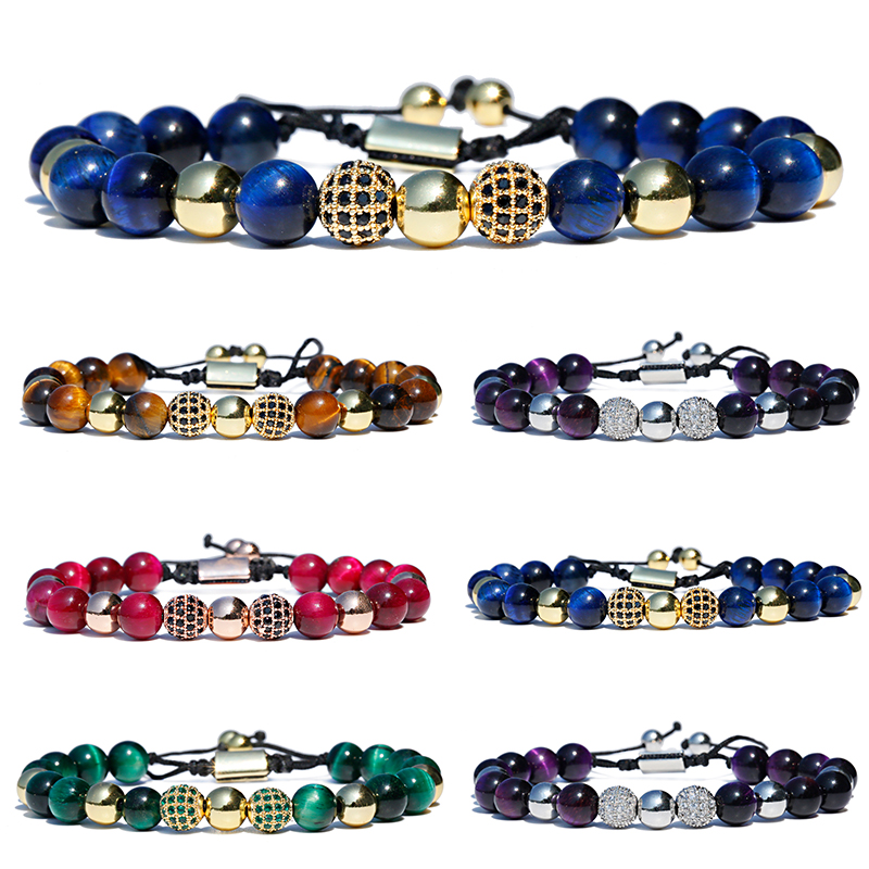 Men'S Fashion Jewelry Bracelets - Gelang Batu Mata Harimau Kristal Hijau