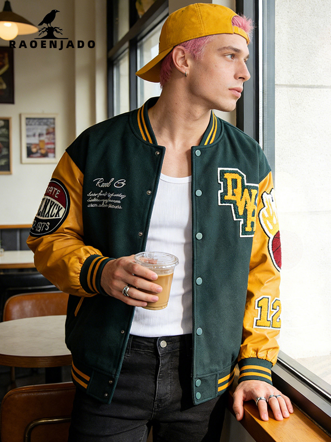 Varsity Jacket Letterman - Jaket Varsity Vintage Pria Gaya Balap,