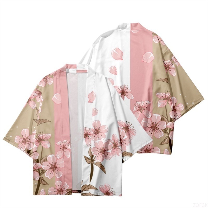 Mens Fashion Jumpers - Kimono Gambar Bunga Wanita Musim Panas