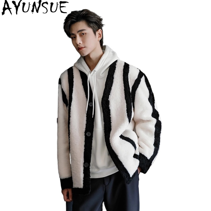 Men'S Fashion Leather Jacket - AYUNSUE Mantel Bulu Asli Fashion Baru