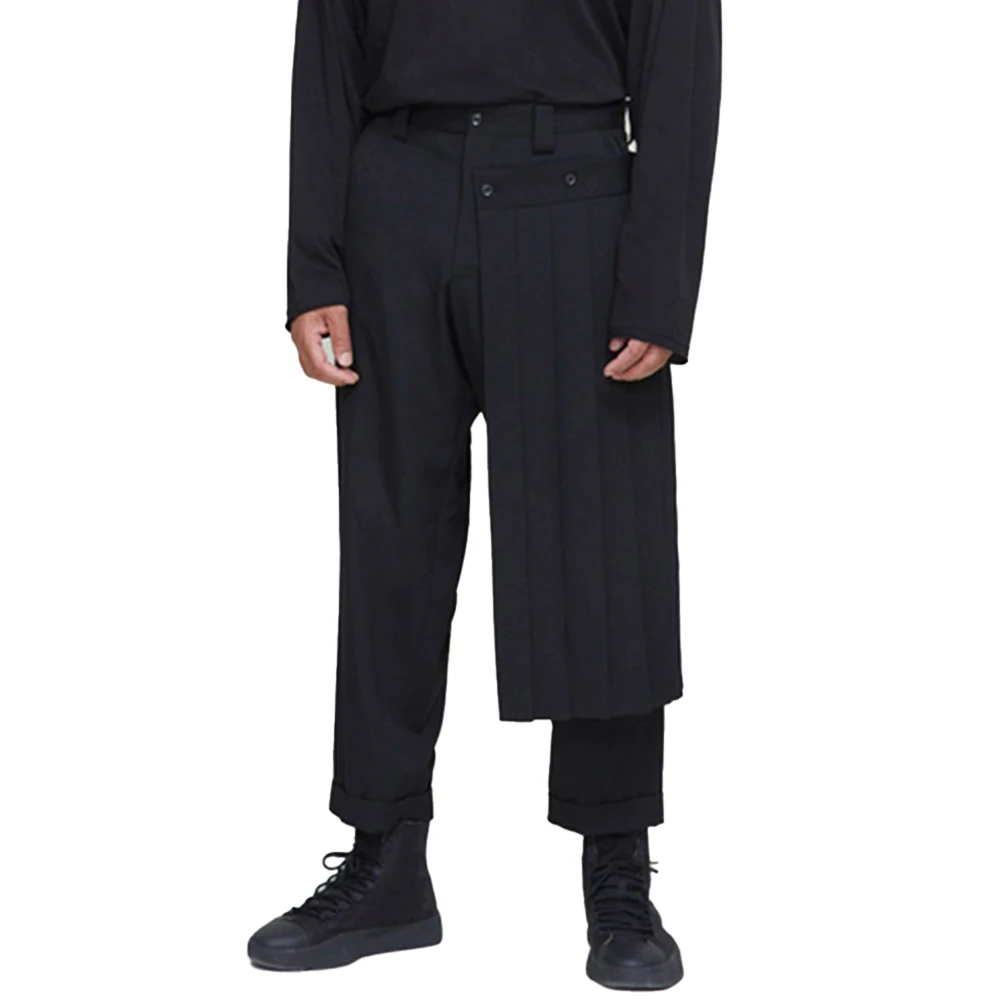 Men'S Dress Pants Fashion - Celana panjang kulot dua lapis tanpa