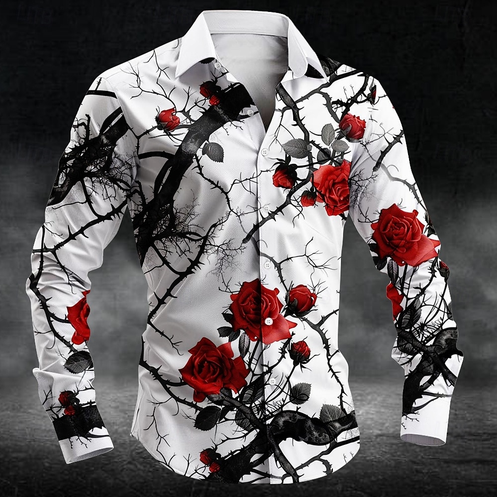 Mens Fashion Casual - Kemeja Pria Lengan Panjang Motif Bunga