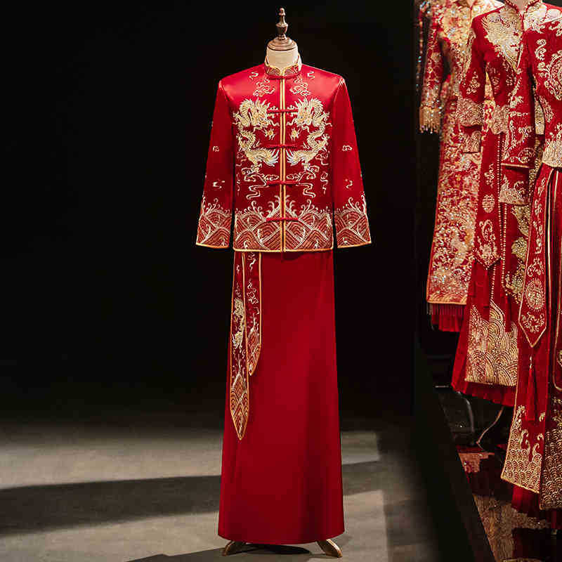 Mens Fashion Mexico - Set Pernikahan Pria Gaya Cina Bordir