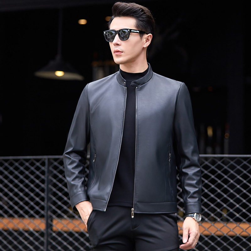 Jacket Mens Fashion - Jaket Kulit Haining Musim Gugur untuk