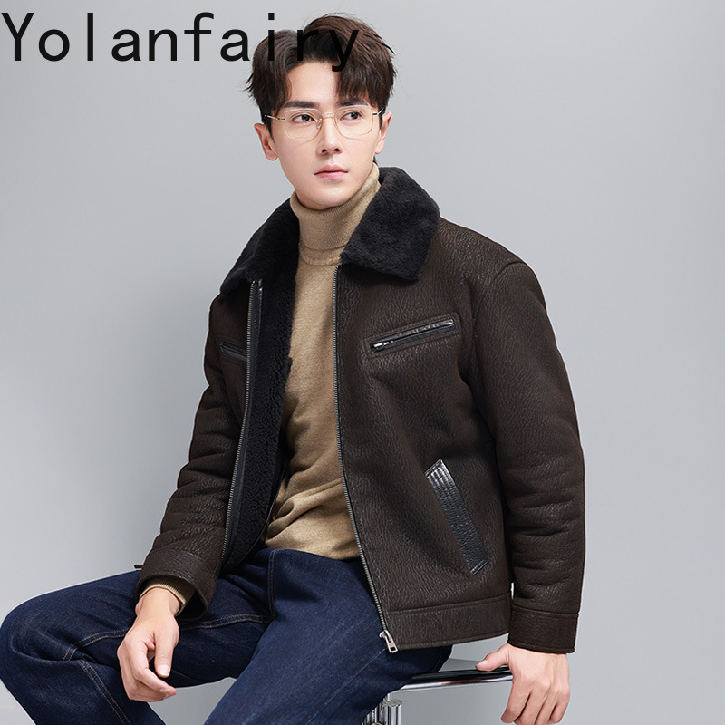 YOLANFAIRY Mantel Bulu Alami M - Men'S Fashion Leather Jacket ulasan dan harga