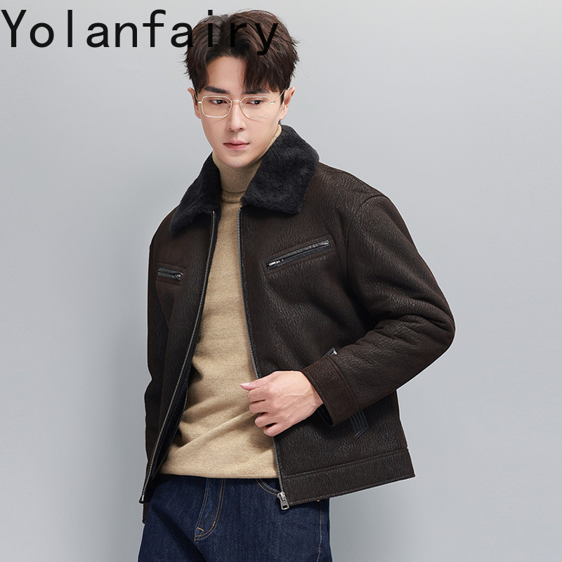 YOLANFAIRY Mantel Bulu Alami M - Men'S Fashion Leather Jacket ulasan dan harga