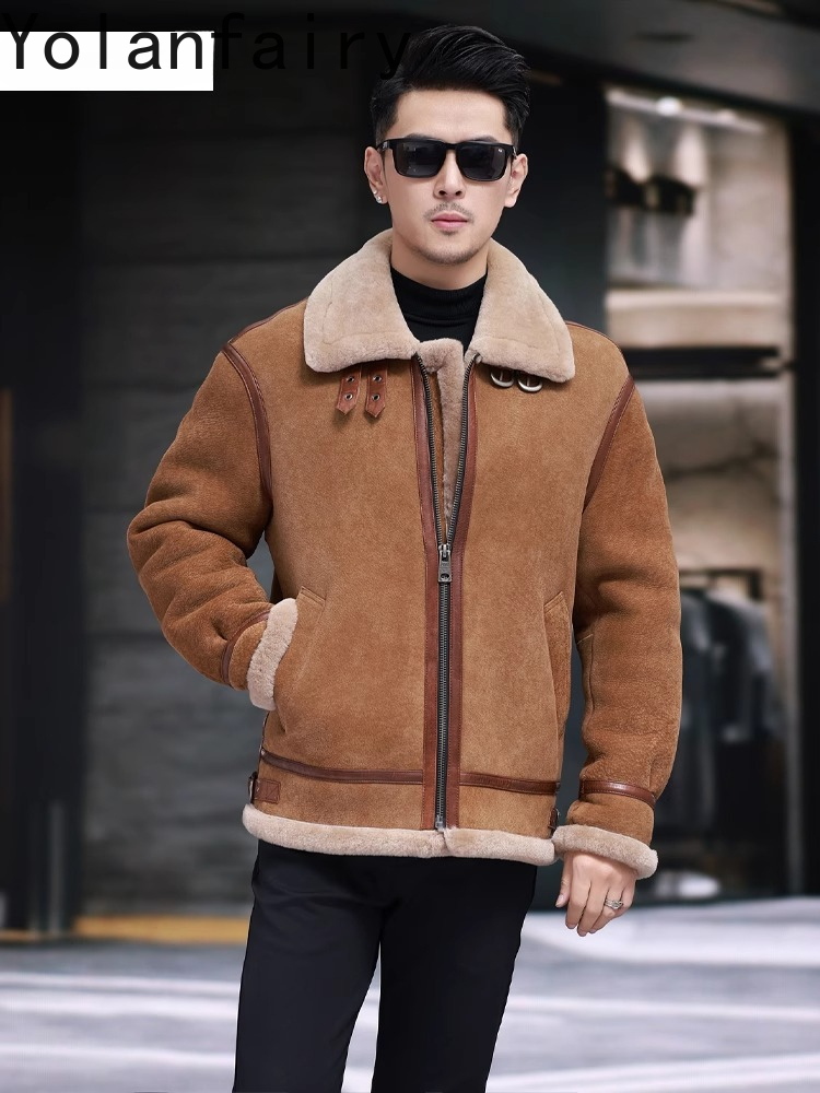 YOLANFAIRY Jaket Kulit Domba A - Men'S Fashion Leather Jacket ulasan dan harga