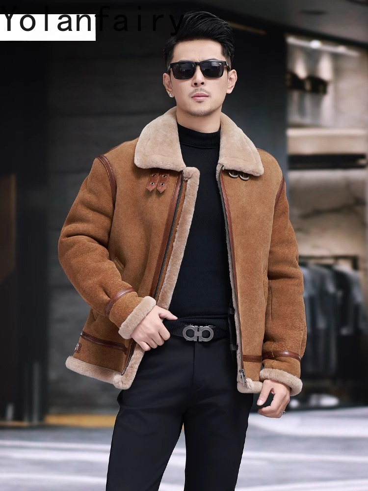 YOLANFAIRY Jaket Kulit Domba A - Men'S Fashion Leather Jacket ulasan dan harga
