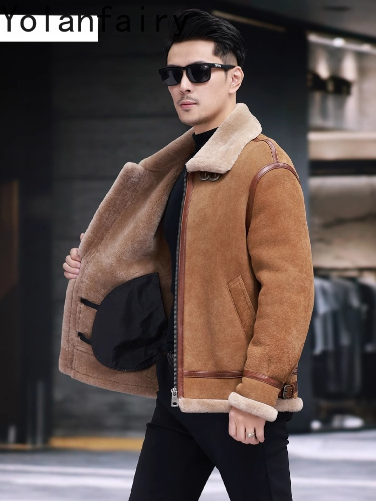 YOLANFAIRY Jaket Kulit Domba A - Men'S Fashion Leather Jacket ulasan dan harga