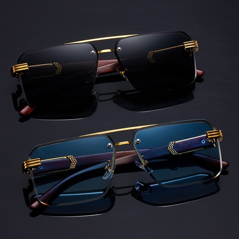 Kacamata Hitam Trendi Double B - Men'S Fashion Rimless Glasses ulasan dan harga