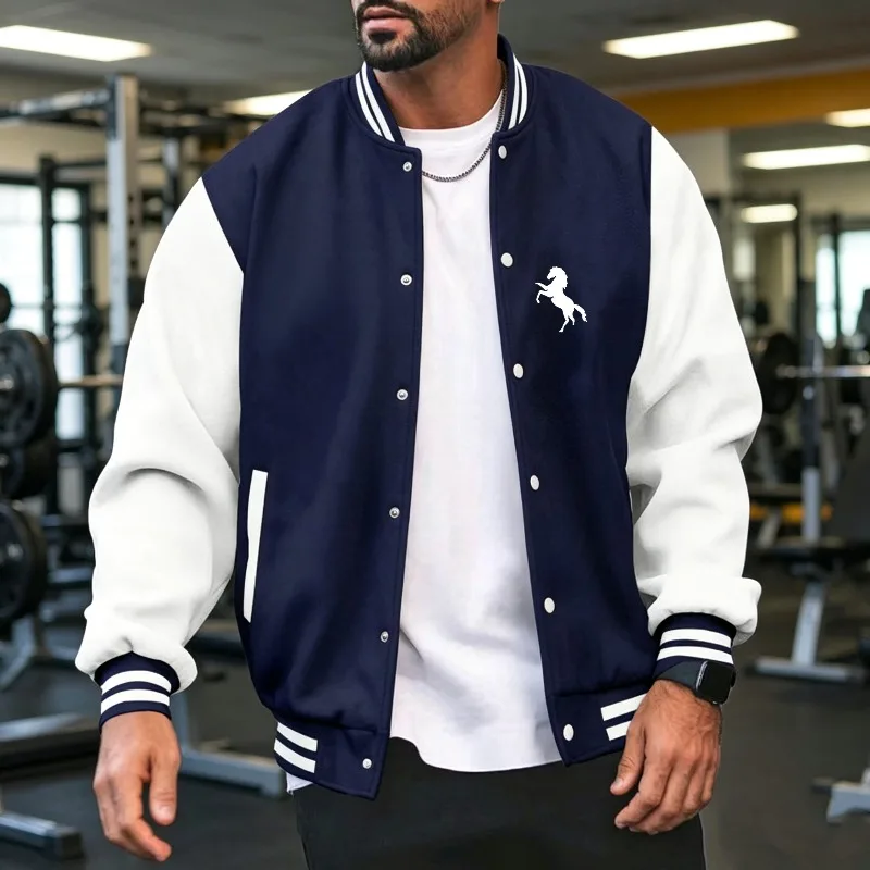 Jaket Bisbol Blok Warna Pria M - Varsity Jacket Letterman ulasan dan harga