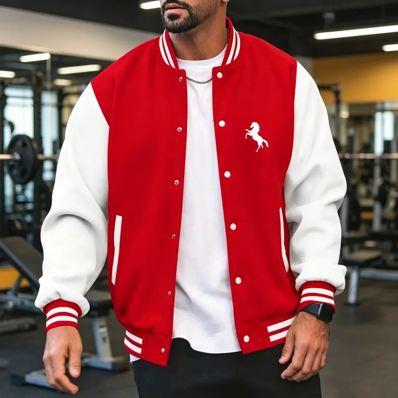 Jaket Bisbol Blok Warna Pria M - Varsity Jacket Letterman ulasan dan harga