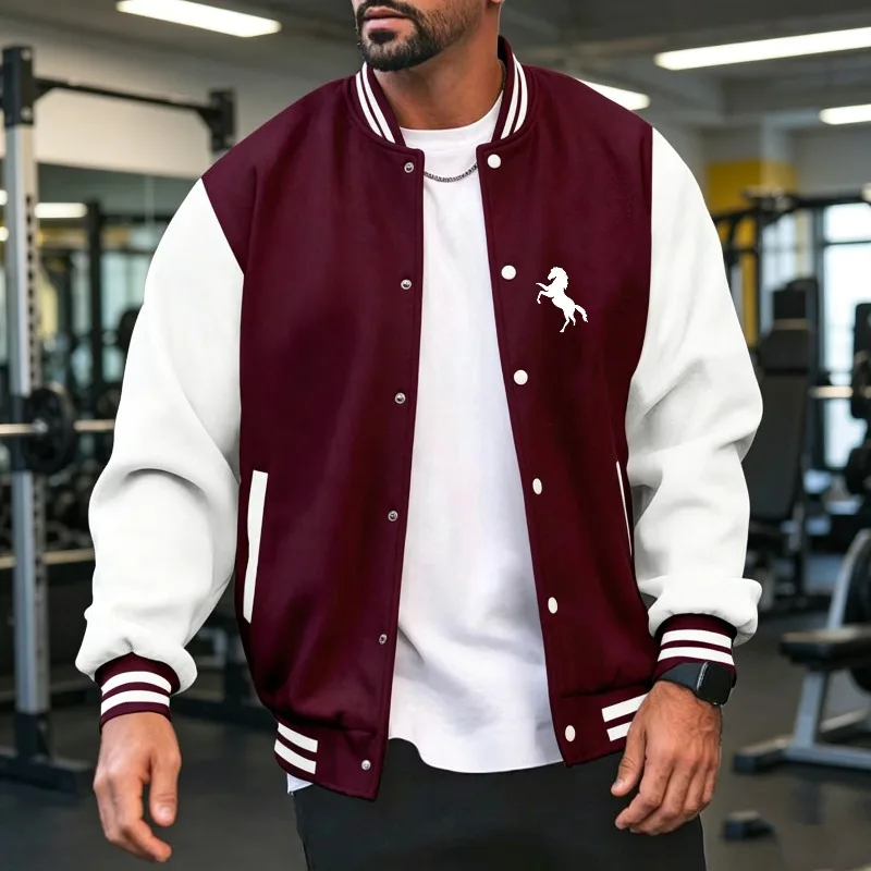 Jaket Bisbol Blok Warna Pria M - Varsity Jacket Letterman ulasan dan harga