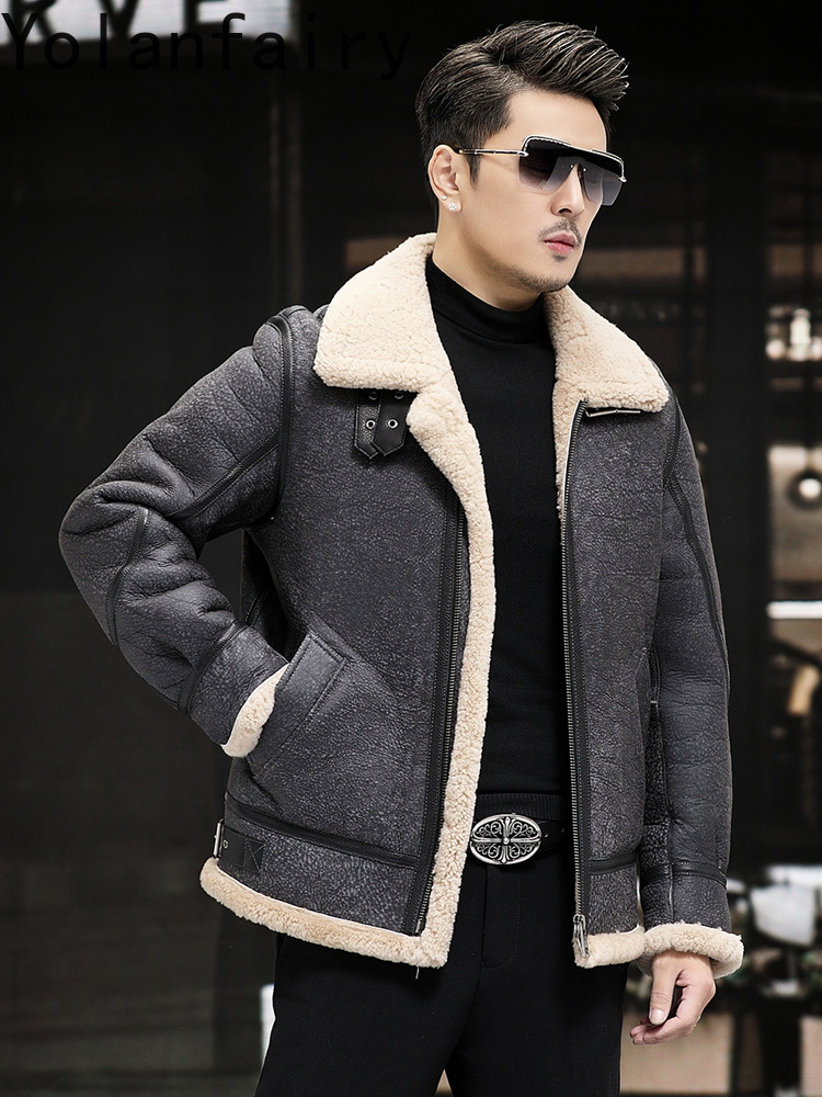 YOLANFAIRY Jaket Kulit Asli un - Men'S Fashion Leather Jacket ulasan dan harga