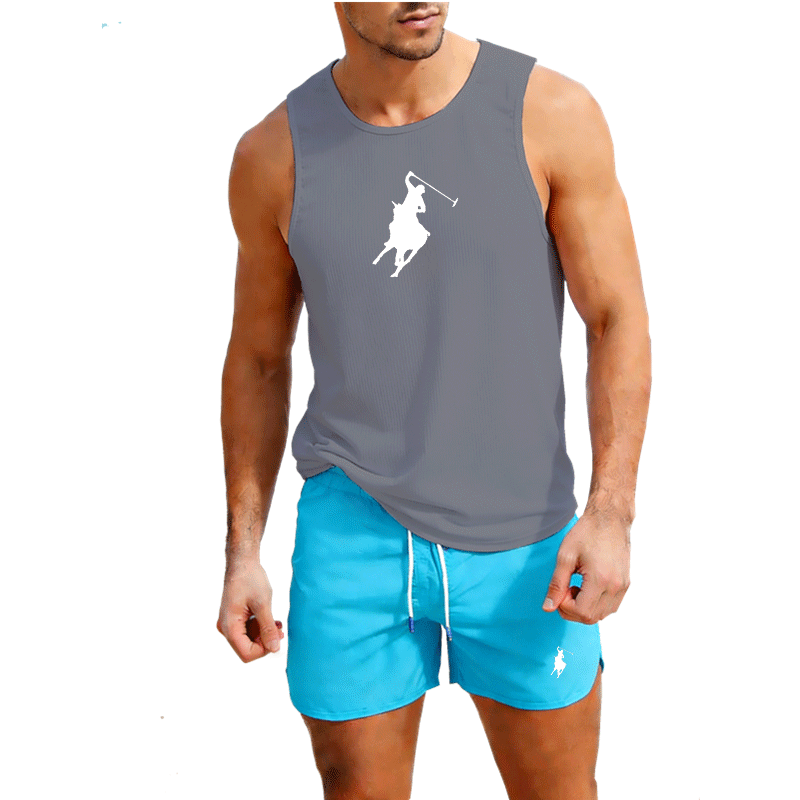 Set Rompi dan Celana Pendek Mu - Mens Fashion Casual ulasan dan harga