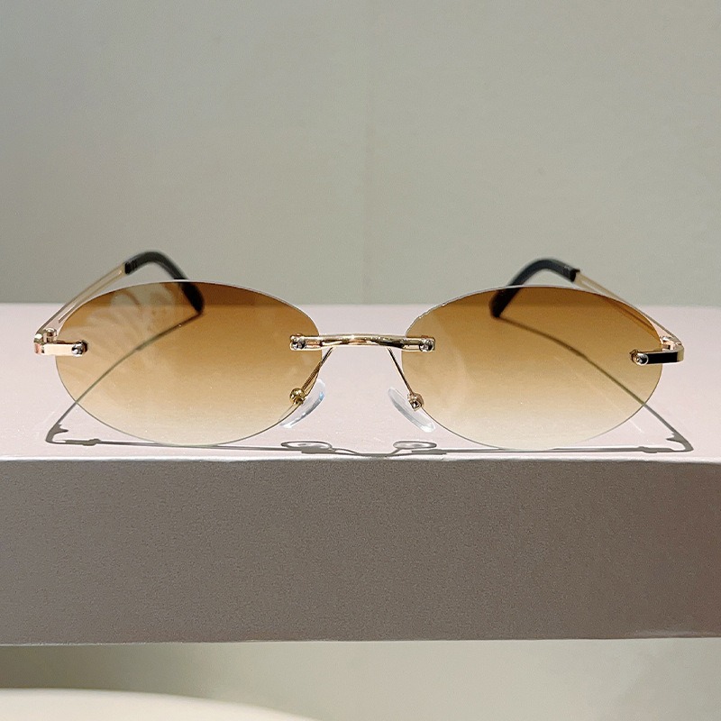 Kacamata Hitam Oval Tanpa Bing - Men'S Fashion Rimless Glasses ulasan dan harga