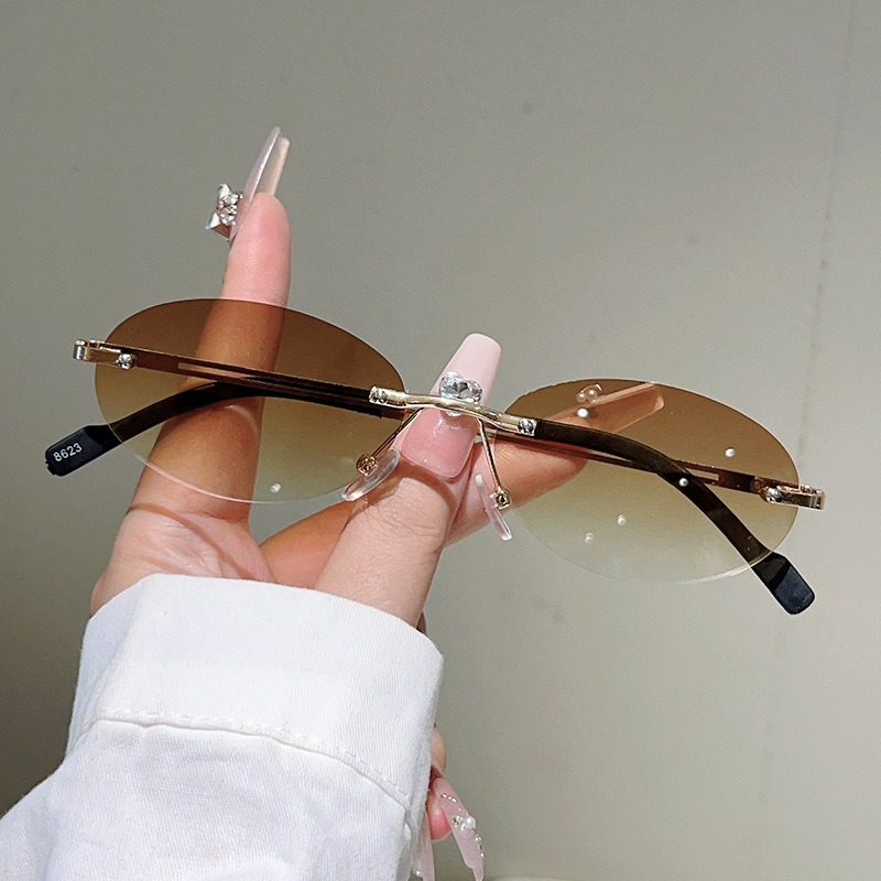Kacamata Hitam Oval Tanpa Bing - Men'S Fashion Rimless Glasses ulasan dan harga