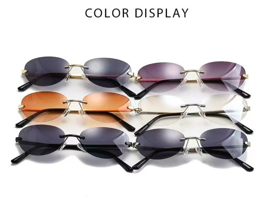 Kacamata Hitam Oval Tanpa Bing - Men'S Fashion Rimless Glasses ulasan dan harga
