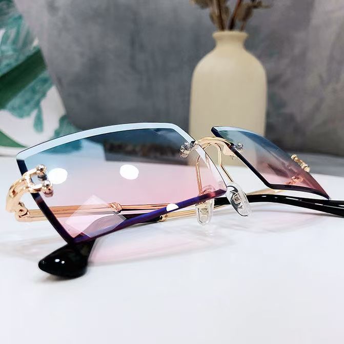 Kacamata Hitam Tanpa Bingkai T - Men'S Fashion Rimless Glasses ulasan dan harga