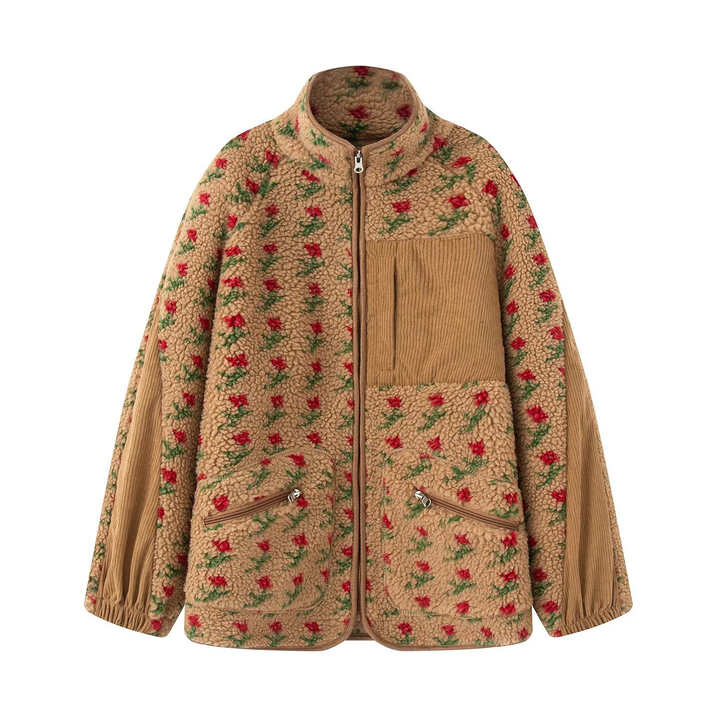 Jaket Floral Fashion Wanita Mu - Sherpa Jacket Fleece ulasan dan harga