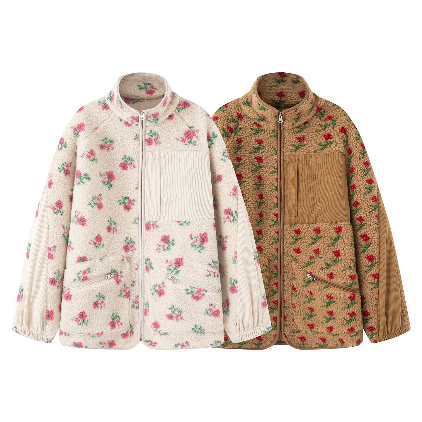 Jaket Floral Fashion Wanita Mu - Sherpa Jacket Fleece ulasan dan harga