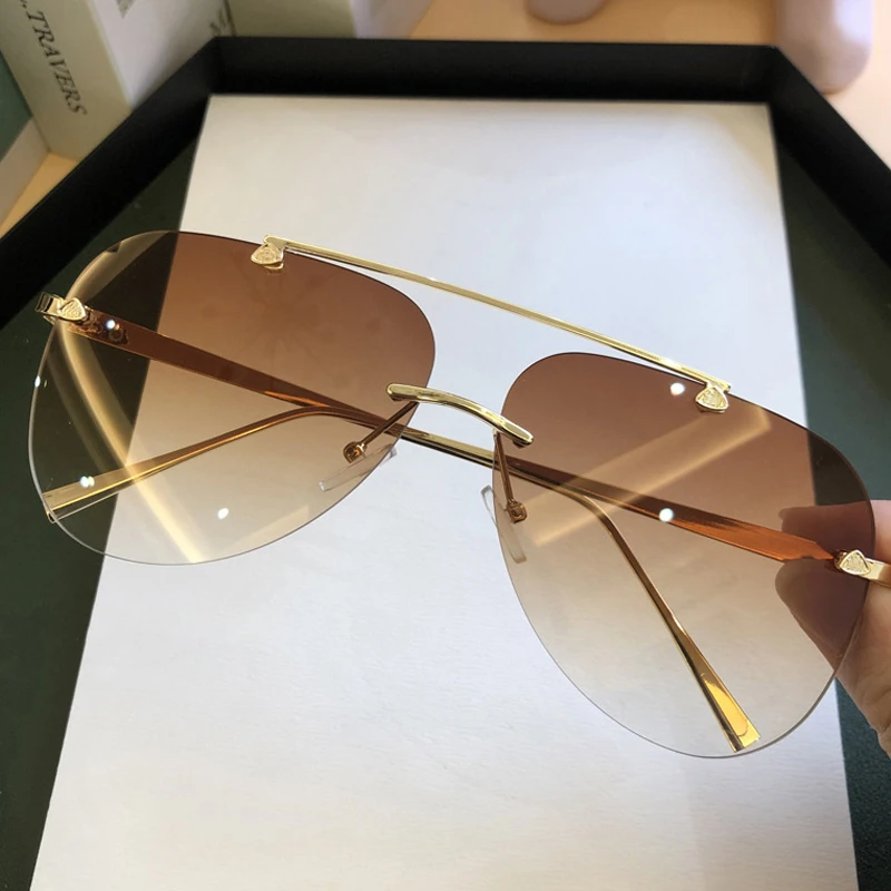 Kacamata Pilot Aviasi Tanpa Bi - Men'S Fashion Rimless Glasses ulasan dan harga