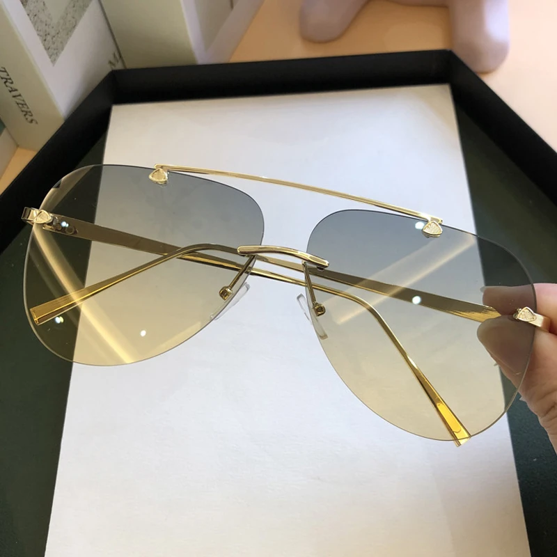 Kacamata Pilot Aviasi Tanpa Bi - Men'S Fashion Rimless Glasses ulasan dan harga