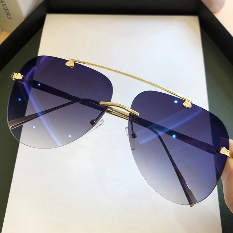Kacamata Pilot Aviasi Tanpa Bi - Men'S Fashion Rimless Glasses ulasan dan harga