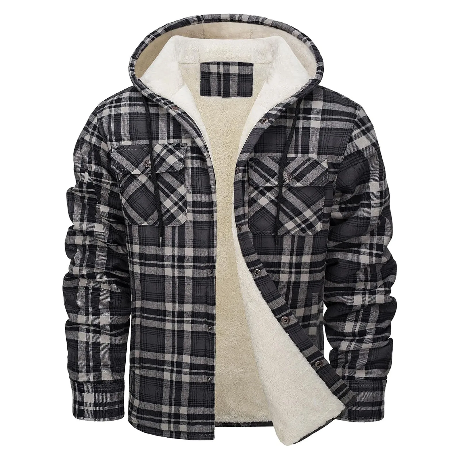 Jaket Berkerudung Flanel Hanga - Sherpa Jacket Fleece ulasan dan harga