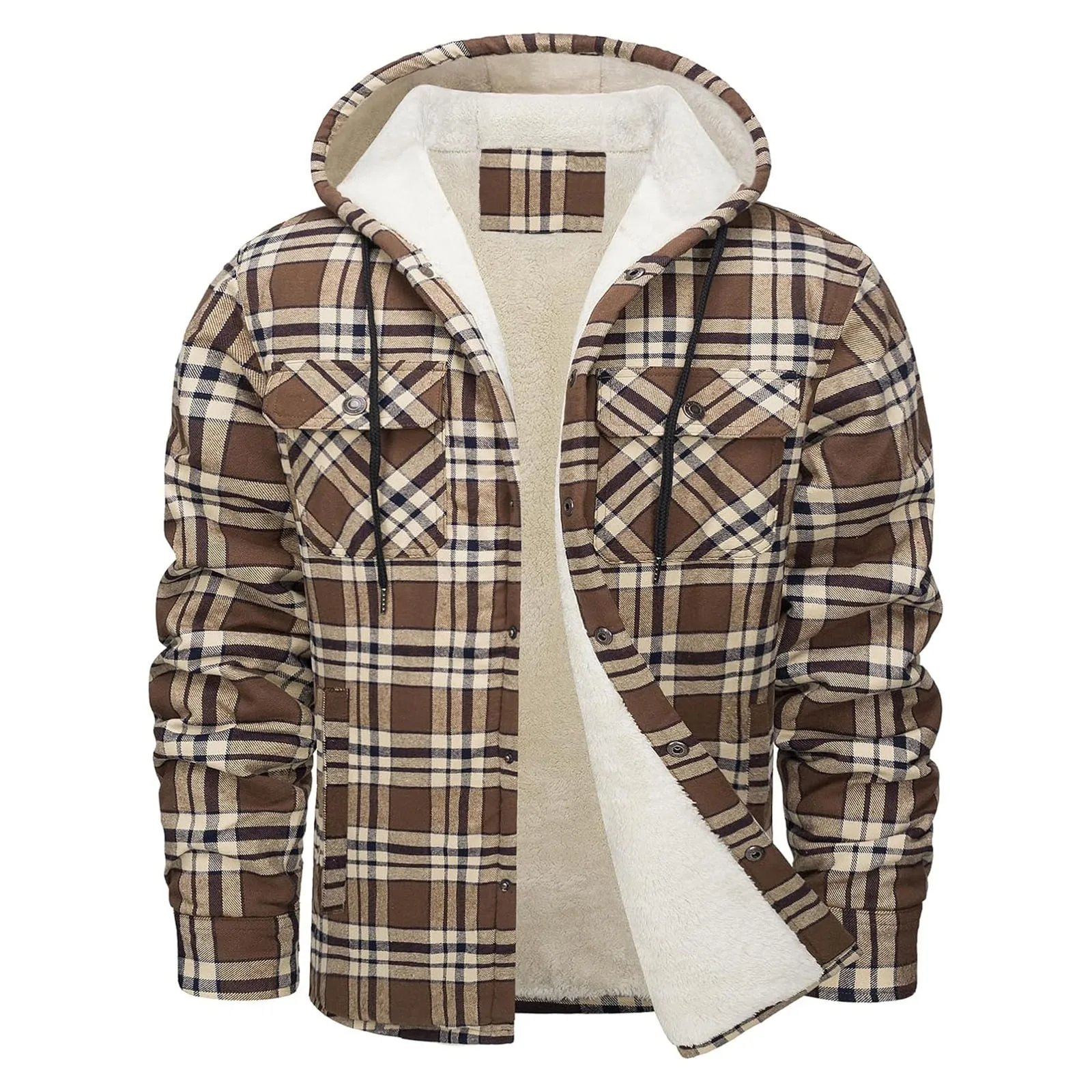 Jaket Berkerudung Flanel Hanga - Sherpa Jacket Fleece ulasan dan harga