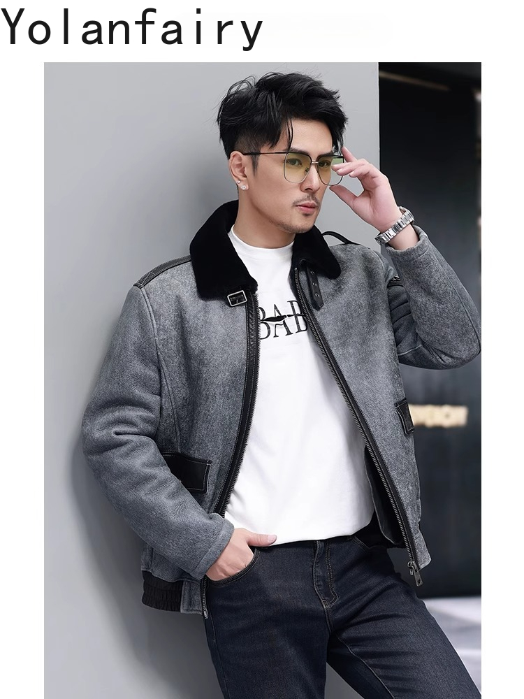YOLANFAIRY Mantel Bulu Alami P - Men'S Fashion Leather Jacket ulasan dan harga