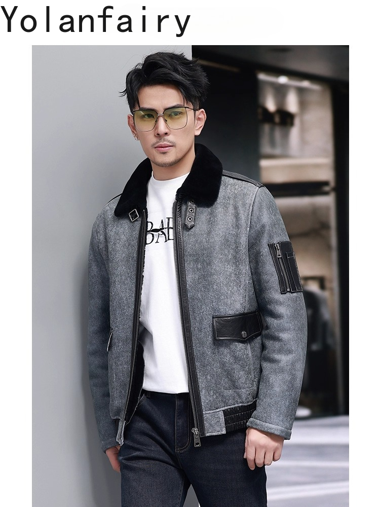 YOLANFAIRY Mantel Bulu Alami P - Men'S Fashion Leather Jacket ulasan dan harga