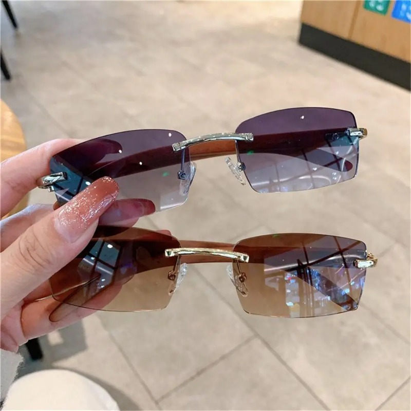 Kacamata Hitam Punk Trendi Kac - Men'S Fashion Rimless Glasses ulasan dan harga